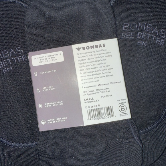 Bombas Black Lightweight No Show Socks - Picture 2 of 3